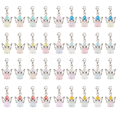 Heart Angel Acrylic Pendant Decoration HJEW-AB00705-1