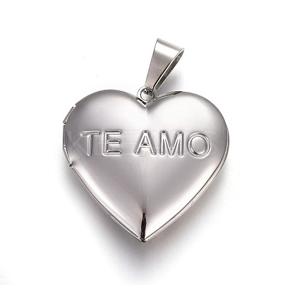 304 Stainless Steel Locket Pendants STAS-O116-02-1