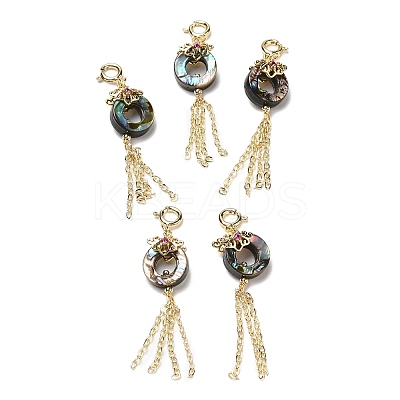 Natural Abalone Shell/Paua Shell Donut Pendant Decoration G-K341-15G-1