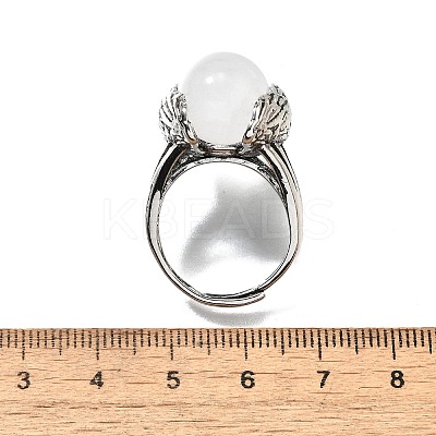 Natural Quartz Crystal Wings Adjustable Rings RJEW-K241-04AS-07-1