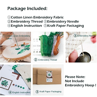 Flower Pattern DIY Embroidery Kit DIY-P077-028-1