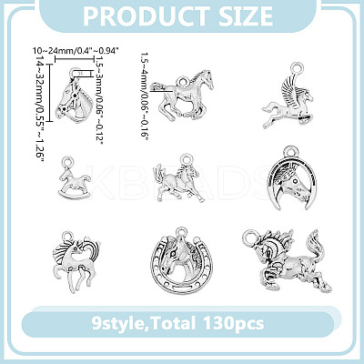 90Pcs 9 Styles Tibetan Style Alloy Pendants TIBEP-AR0001-22-1