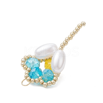 Glass Seed Beaded Tulip Pendants PALLOY-MZ01214-02-1
