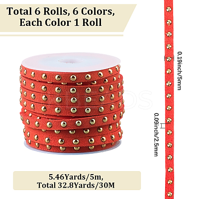CALFOVERA 6 Rolls 6 Colors Faux Suede Cord LW-CL0001-02A-1