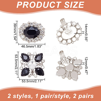 2 Pairs 2 Style Glass Rhinestone Shoe Decorations AJEW-AR0001-78A-1