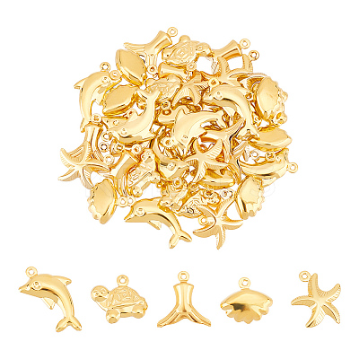 40Pcs 5 Style 304 Stainless Steel Charms Sets STAS-UN0045-81-1