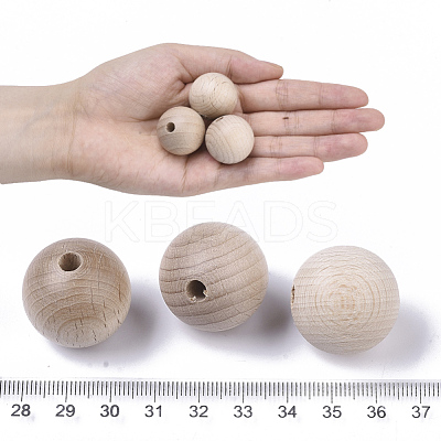 Natural Beech Wood Beads WOOD-T020-01D-1