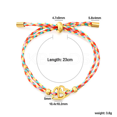 304 Stainless Steel Link Braided Cotton Cord Adjustable Slider Bracelets WG7AACD-01-1