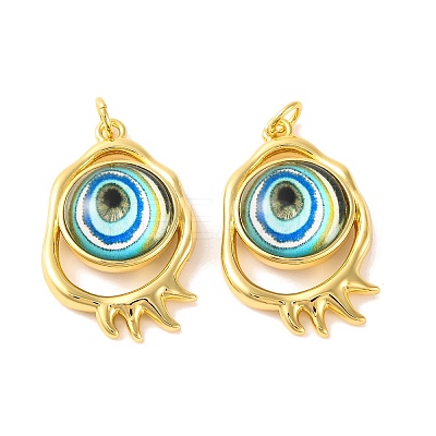 Rack Plating Brass Micro Pave Cubic Zirconia Pendants KK-H486-25G-1