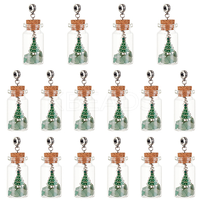 16Pcs Natural Green Aventurine Beaded Wishing Bottle European Dangle Large Hole Pendants FIND-OC0002-65-1