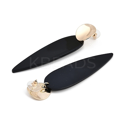 Brass Resin Teardrop Stud Earrings for Women EJEW-U030-01G-03-1