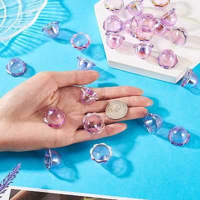 30Pcs UV Plating Acrylic Bead Caps PACR-TA0001-17B-1