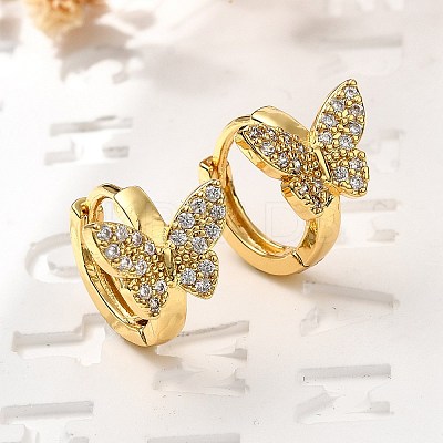 Butterfly Brass Hoop Earrings EJEW-S256-04A-G-1