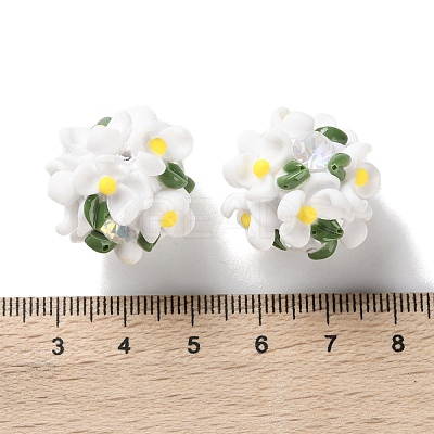 Luminous Polymer Clay Rhinestone Floral Ball Beads CLAY-U002-01F-1