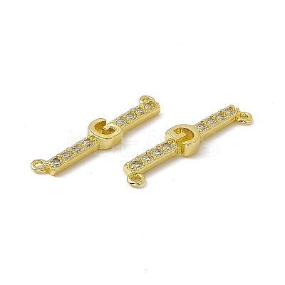 Rack Plating Brass Micro Pave Clear Cubic Zirconia Connector Charms KK-C007-37G-G-1