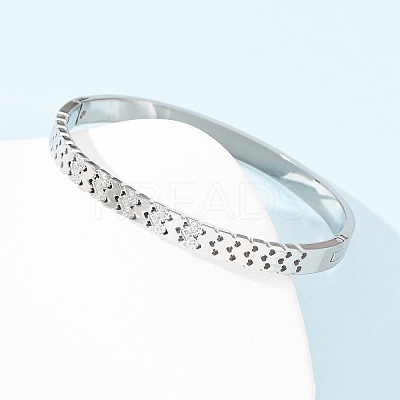 304 Stainless Steel Micro Pave Cubic Zirconia Hinged Bangles for Women BJEW-Z146-02P-1
