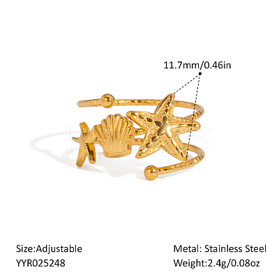 Ocean Themes Stainless Steel Cuff Rings CD7361-5-1