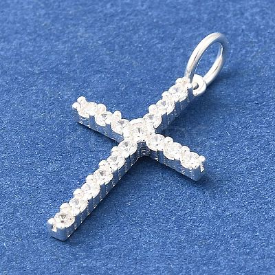 925 Sterling Silver Micro Pave Clear Cubic Zirconia Pendants STER-F059-04S-1