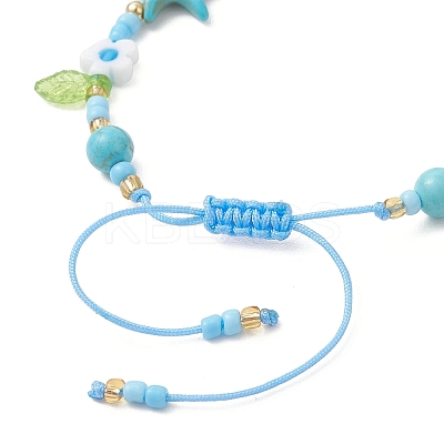 Ocean Theme Synthetic Turquoise & Glass Seed Beaded Bracelets BJEW-MZ00305-02-1