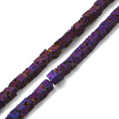 Electroplated Natural Lava Rock Beads Strands G-Q1009-B01-02C-1