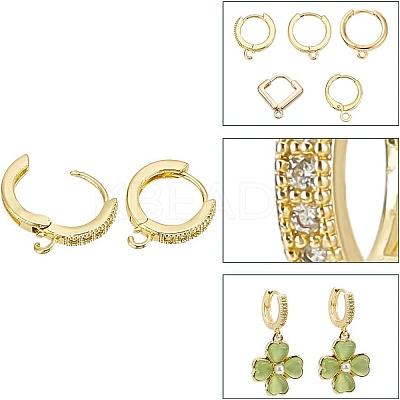 10pcs 5 styles Brass Huggie Hoop Earring Findings KK-WR0001-27-1