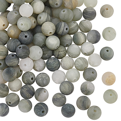 2 Strands Frosted Round Natural Green Rutilated Quartz Beads Strands G-OC0004-61A-1
