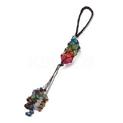 Natural 7 Chakra Stones Chips Tassel Curtain Tiebacks MAKN-YWC0001-04-1