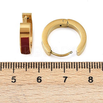 304 Stainless Steel Enamel Hoop Earrings EJEW-K268-19G-03-1
