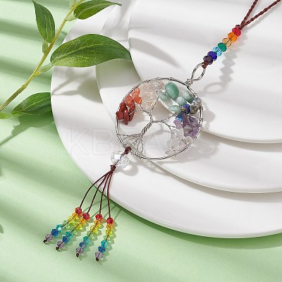 7 Chakra Gemstone Chip Pendant Decoration HJEW-JM01440-1