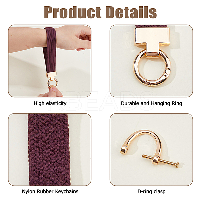 2 Sets Zinc Alloy Nylon Rubber Keychains KEYC-HS0001-12A-1