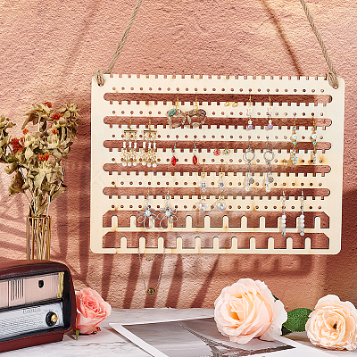Wall-Mounted Wooden Jewelry Display Organizer Holder EDIS-WH0021-26-1