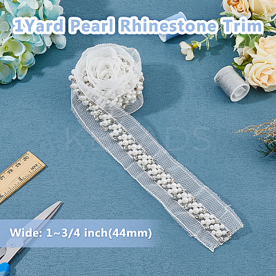 Resin with Rhinestone Gauze Ribbon OCOR-WH0078-140-1