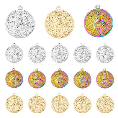 24Pcs 3 Colors 201 Stainless Steel Pendants STAS-DC0014-05-1