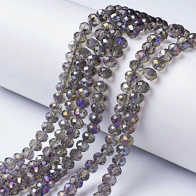 Electroplate Transparent Glass Beads Strands EGLA-A034-T8mm-F11-1