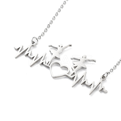 Non-Tarnish 304 Stainless Steel Pendant Necklaces for Women NJEW-C020-01P-1