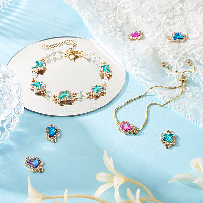 48Pcs 4 Colors Alloy Crystal Rhinestone Connector Charms FIND-SW0001-26-1