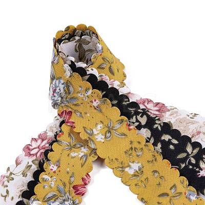 6 Yards 3 Colors Polyester Flower Printed Ribbon OCOR-A008-03A-1