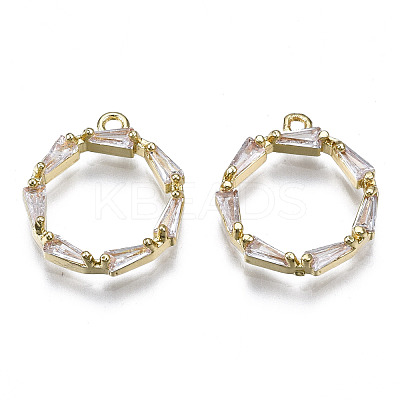 Brass Inlaid Clear Cubic Zirconia Pendants ZIRC-S069-016G-1