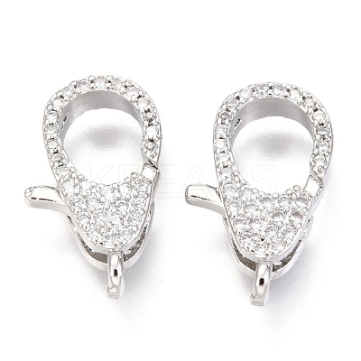 Brass Micro Pave Cubic Zirconia Lobster Claw Clasps ZIRC-O038-22P-1
