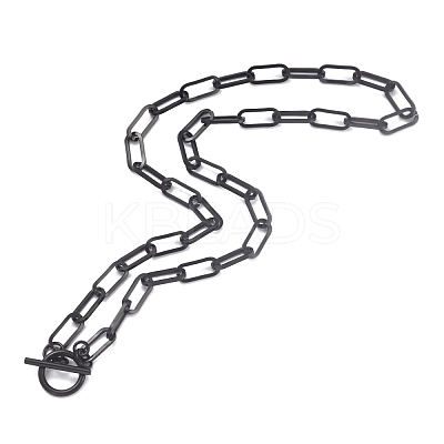 304 Stainless Steel Paperclip Chain Necklaces NJEW-O124-01EB-1