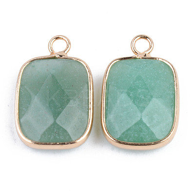 Faceted Natural Green Aventurine Pendants G-S359-179A-1