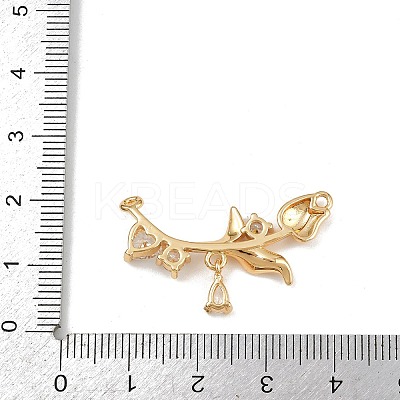 Brass Pave Clear Cubic Zirconia Links Connector Charms KK-K407-28G-1