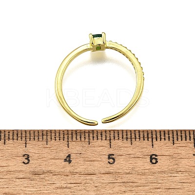 Brass Micro Pave Cubic Zirconia Cuff Rings for Women RJEW-H247-19G-01-1