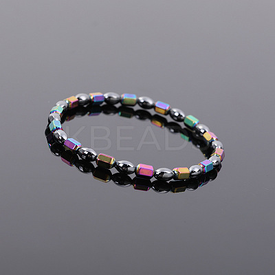 Synthetic Non-magnetic Hematite Oval Hexagonal Column Beaded Stretch Anklets FS-WG276A6-01-1