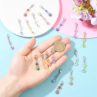 20Pcs 10 Colors Acrylic Evil Eye Pendant Decorations HJEW-YW00202-1