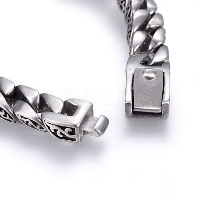 304 Stainless Steel Curb Chains Bracelets BJEW-E346-02AS-1