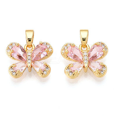 Brass Micro Pave Cubic Zirconia Charms X-KK-N254-229G-1