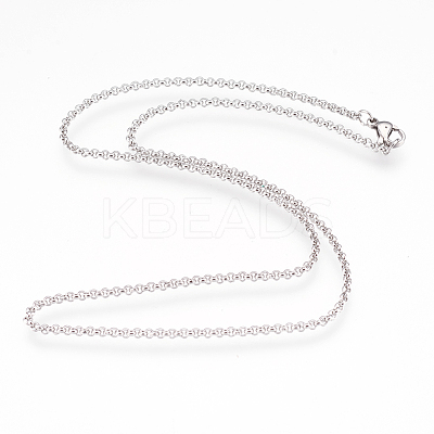 Non-Tarnish 304 Stainless Steel Rolo Chain Necklaces NJEW-G313-18P-1