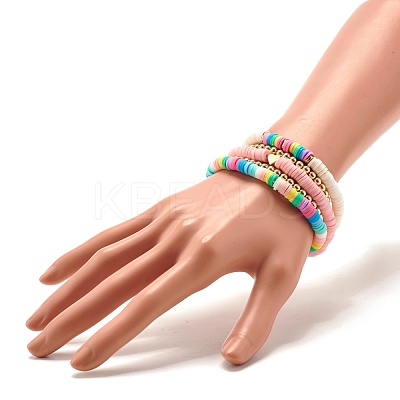 Handmade Polymer Clay Heishi Beads Stretch Kids Bracelets Set BJEW-JB07429-02-1