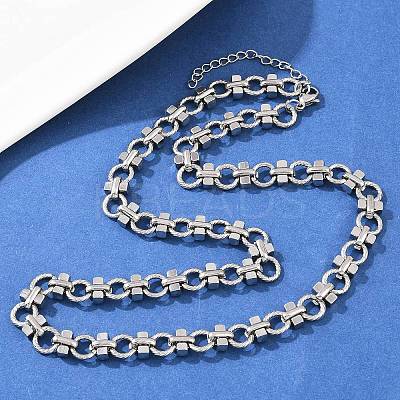 8MM 304 Stainless Steel Twisted Ring Link Chain Necklaces NJEW-Z105-04P-04-1